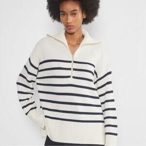 Aritzia - Babaton Quarter Zip Striped Sweater Long Sleeve